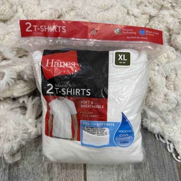 Hanes Other - Hanes Men's Tagless White T-Shirts 2-Pack  Size XL Soft & Breathable - NEW‎